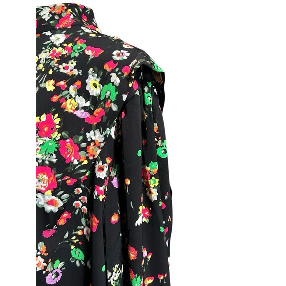 H&M Defined Shoulder Crew-Neck Long Sleeve Multicolor Black Floral  XL Fairy - Picture 2 of 8